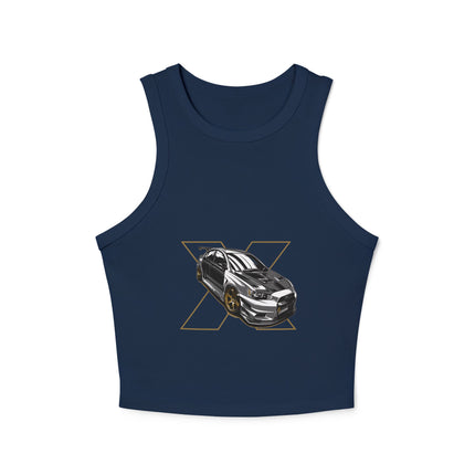 Damen Micro Rib Racer Tank Top mit Auto-Enthusiasten-Motiv