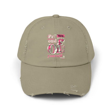 Unisex Distressed Cap mit Typografie-Motiven 