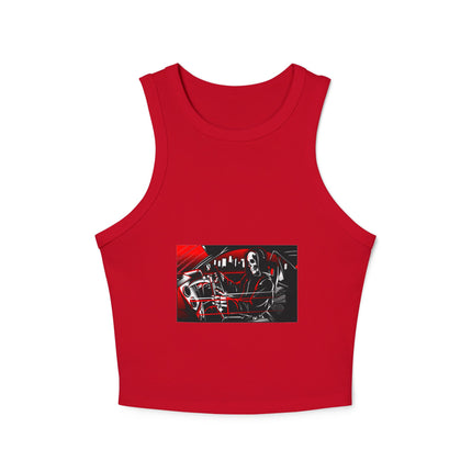 Damen Micro Rib Racer Tank Top mit Auto-Enthusiasten-Motiv