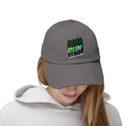 Unisex Distressed Cap mit Typografie-Motiven 