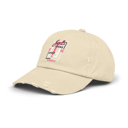 Unisex Distressed Cap mit Typografie-Motiven 