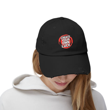 Unisex Distressed Cap mit Typografie-Motiven 