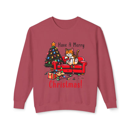 Christmas themed Unisex Lightweight Crewneck Sweatshirt