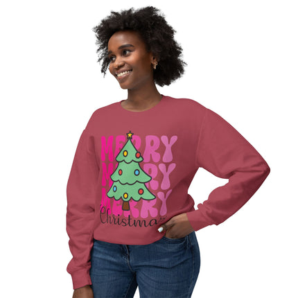 Christmas themed Unisex Lightweight Crewneck Sweatshirt