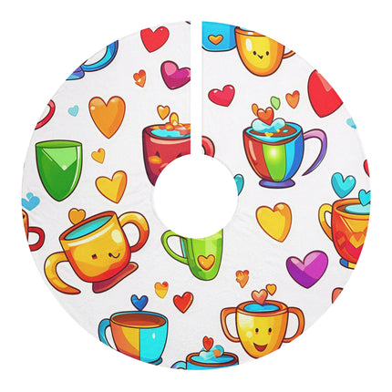 Cute Colourful Cups Pattern design themed Christmas Tree Skirts