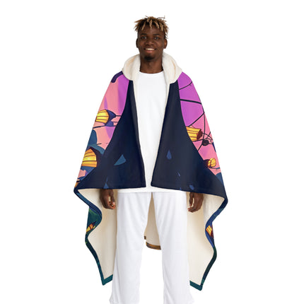 Schöne Hauslandschaft mit Teichdesign mit Kapuze Sherpa Fleece Decke 