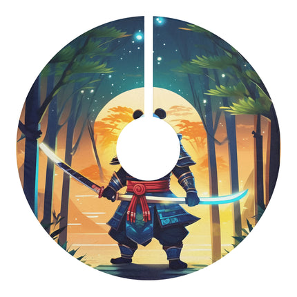 Warrior Panda design themed Christmas Tree Skirts