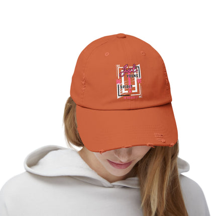 Unisex Distressed Cap mit Typografie-Motiven 