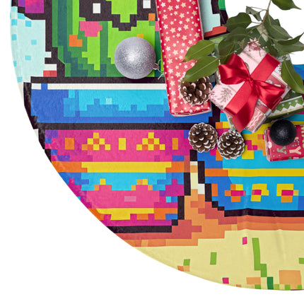 Cute Catcus smiling design themed Christmas Tree Skirts