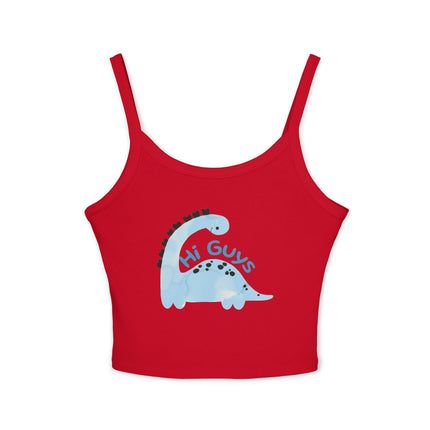 Hi Guys blue dino Graphic designed Women's Spaghetti Strap Tank Top