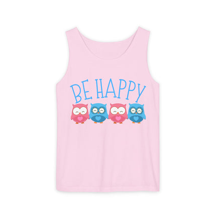 Be Happy Graphic design Unisex Garment-Dyed Tank Top