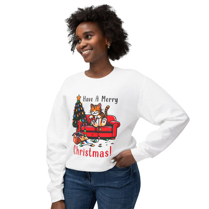 Christmas themed Unisex Lightweight Crewneck Sweatshirt