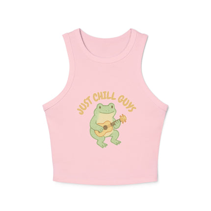 Just Chill Guys Graphic designed Women's Micro Rib Racer Tank Top