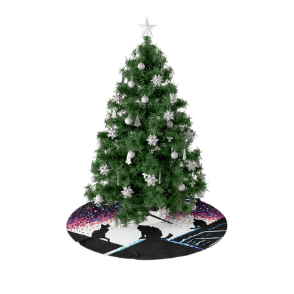 Cat sitting on the roof design themed Christmas Tree Skirts