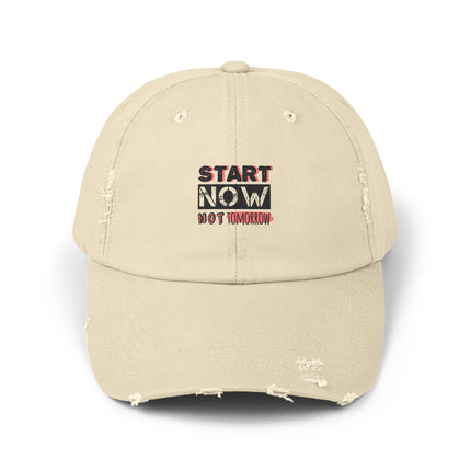 Unisex Distressed Cap mit Typografie-Motiven 