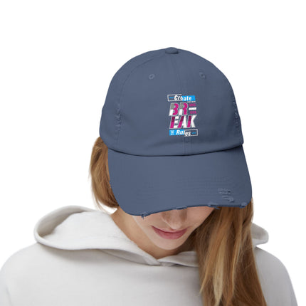 Unisex Distressed Cap mit Typografie-Motiven 