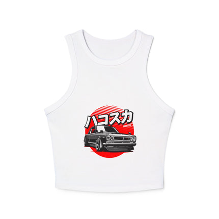 Damen Micro Rib Racer Tank Top mit Auto-Enthusiasten-Motiv