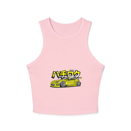 Damen Micro Rib Racer Tank Top mit Auto-Enthusiasten-Motiv