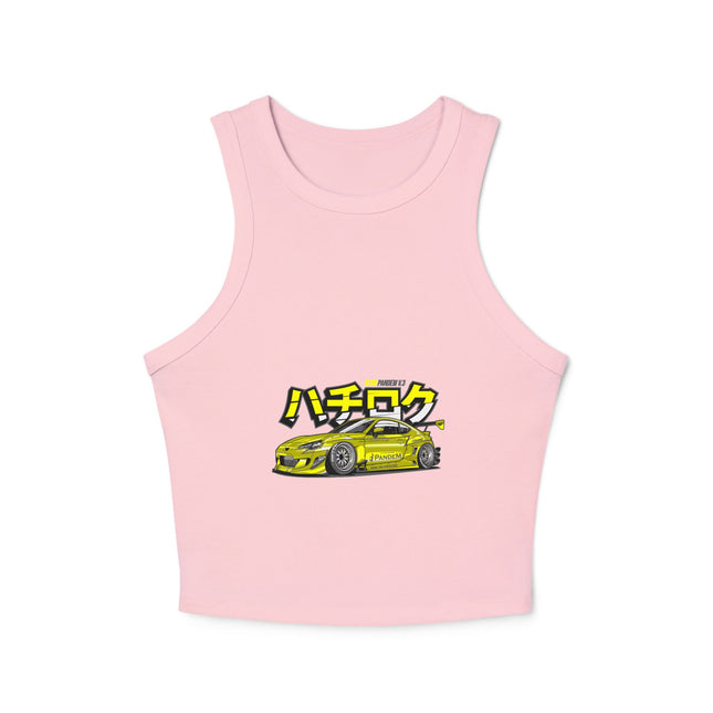 Damen Micro Rib Racer Tank Top mit Auto-Enthusiasten-Motiv
