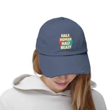 Unisex Distressed Cap mit Typografie-Motiven 