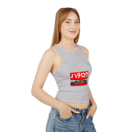 Damen Micro Rib Racer Tank Top mit Auto-Enthusiasten-Motiv