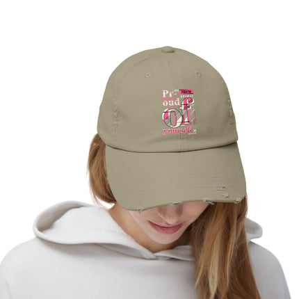 Unisex Distressed Cap mit Typografie-Motiven 