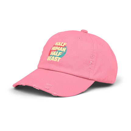 Unisex Distressed Cap mit Typografie-Motiven 