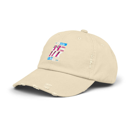 Unisex Distressed Cap mit Typografie-Motiven 