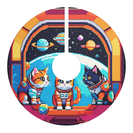 Cats in Space design themed Christmas Tree Skirts