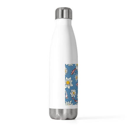 Blau mit weißem Blumenmuster-Design, 20 oz Isolierflasche 