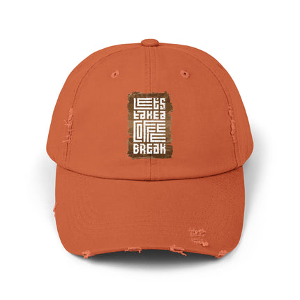 Unisex Distressed Cap mit Typografie-Motiven 