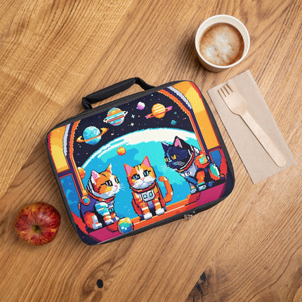 Lunchtasche mit Katzen-im-Weltraum-Design 