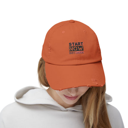 Unisex Distressed Cap mit Typografie-Motiven 