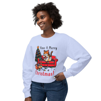 Christmas themed Unisex Lightweight Crewneck Sweatshirt