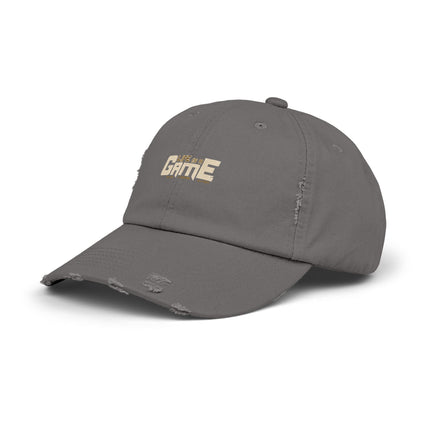 Unisex Distressed Cap mit Typografie-Motiven 