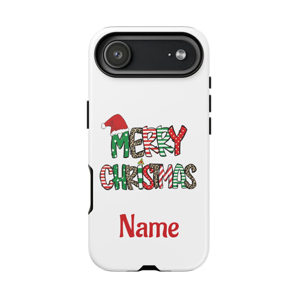 Merry Christmas Phone Case — Festive Santa Hat & Candy Cane Design Tough Case