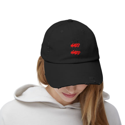 Unisex Distressed Cap mit Typografie-Motiven 
