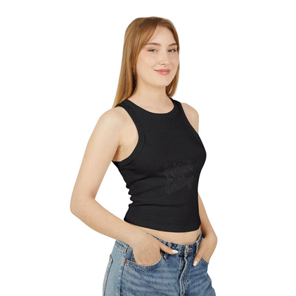 Damen Micro Rib Racer Tank Top mit Typografie-Motiven