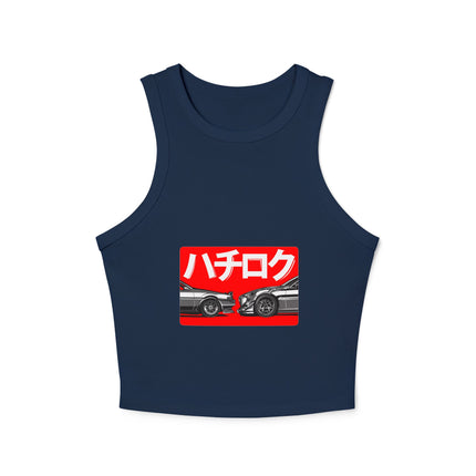 Damen Micro Rib Racer Tank Top mit Auto-Enthusiasten-Motiv