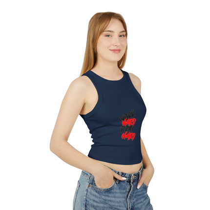 Damen Micro Rib Racer Tank Top mit Typografie-Motiven
