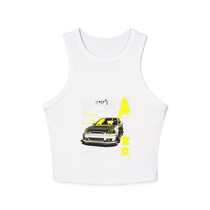 Damen Micro Rib Racer Tank Top mit Auto-Enthusiasten-Motiv