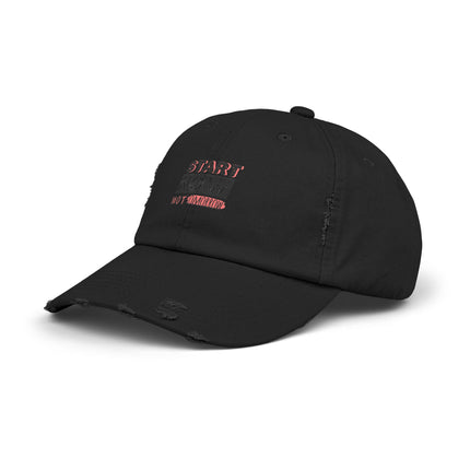 Unisex Distressed Cap mit Typografie-Motiven 