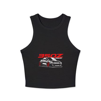 Damen Micro Rib Racer Tank Top mit Auto-Enthusiasten-Motiv