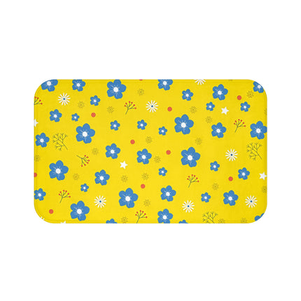 Yellow Floral Design themed Bath Mat