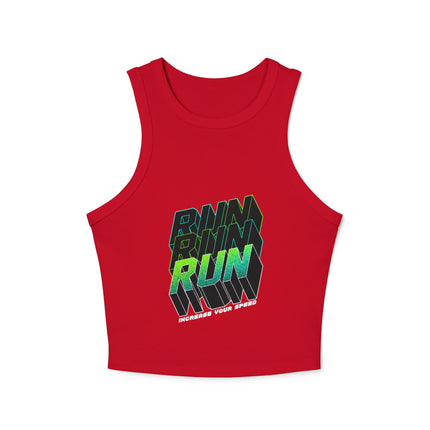 Damen Micro Rib Racer Tank Top mit Typografie-Motiven