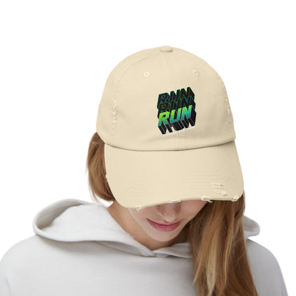 Unisex Distressed Cap mit Typografie-Motiven 