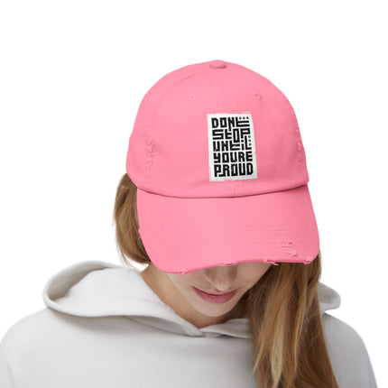 Unisex Distressed Cap mit Typografie-Motiven 