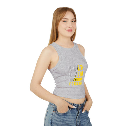 Damen Micro Rib Racer Tank Top mit Typografie-Motiven