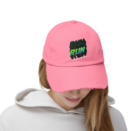 Unisex Distressed Cap mit Typografie-Motiven 
