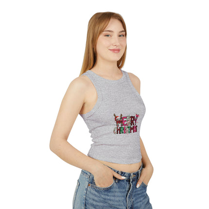 Christmas themed Women's Micro Rib Racer Tank Top